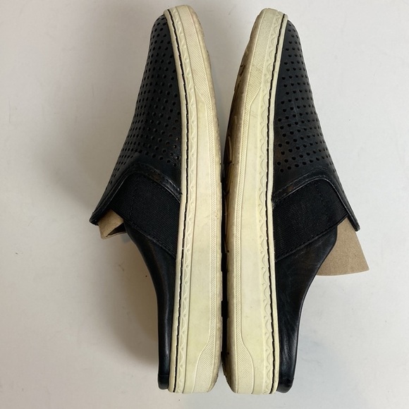 EARTH Zest Black Leather Slip-On Perforated Slides Size 9 Comfort Walking Summer - Picture 14 of 16